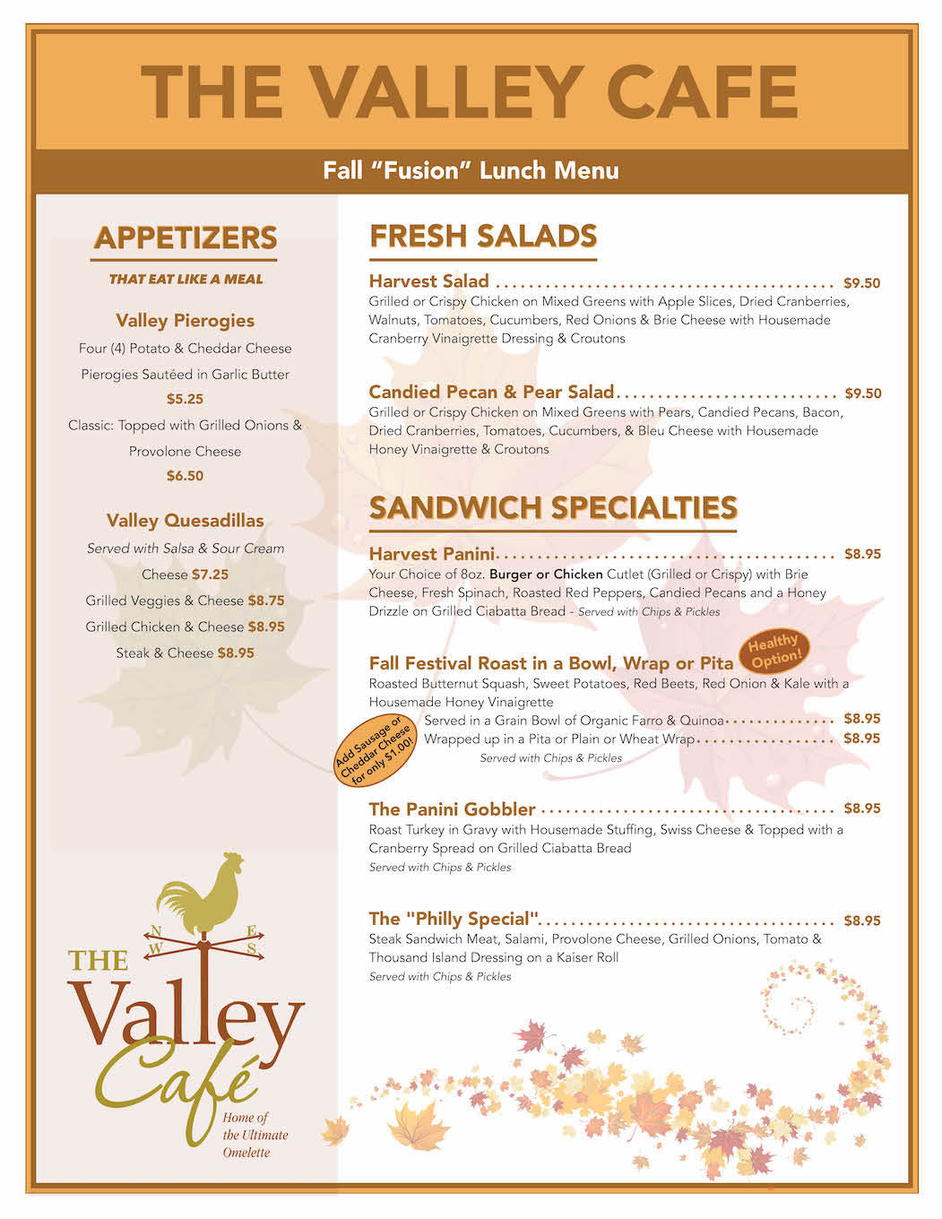 Lunch Menu The Valley Cafe
