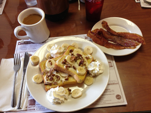 Breakfast special - bananas and cream cheese stuffed French toast